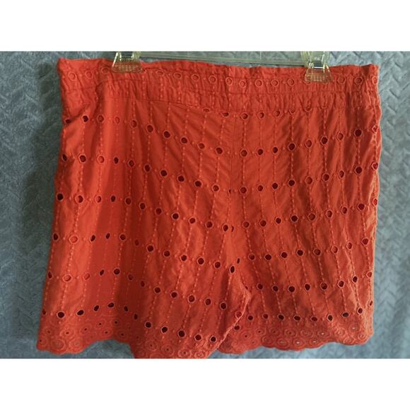 August Silk Orange Eyelet Women Shorts - Picture 2 of 3